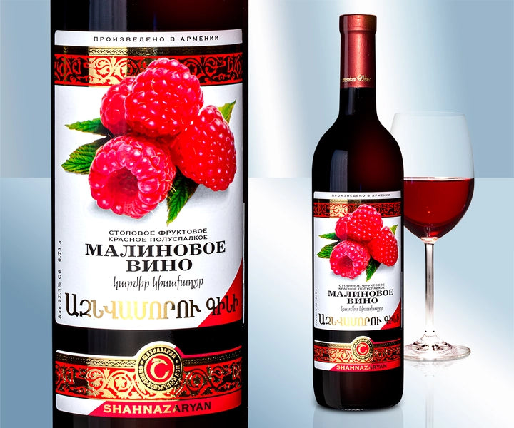 Fruit dessert wine made from 80% raspberries and 15% apples, medium dry, 12,5%, 750ml