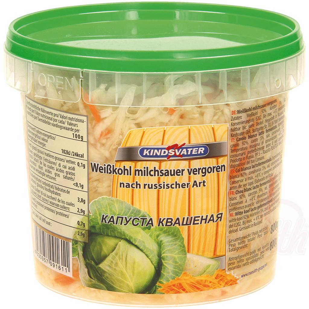 White cabbage fermented in milk