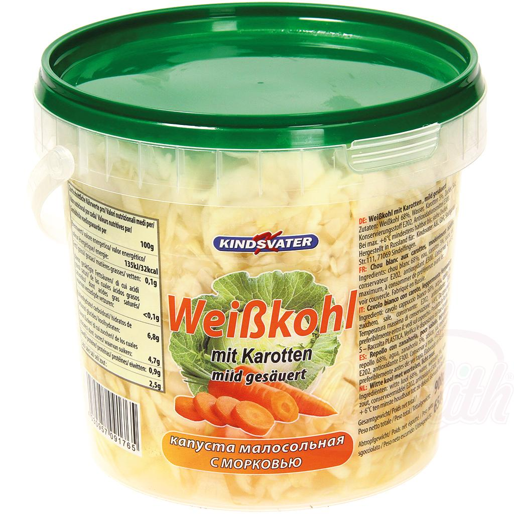 White cabbage with carrots, moderately acidified