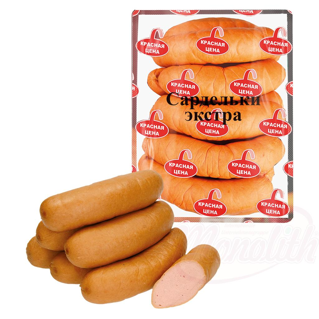 Saucisses de bock "Sardelki Extra" avec eau potable, fumées