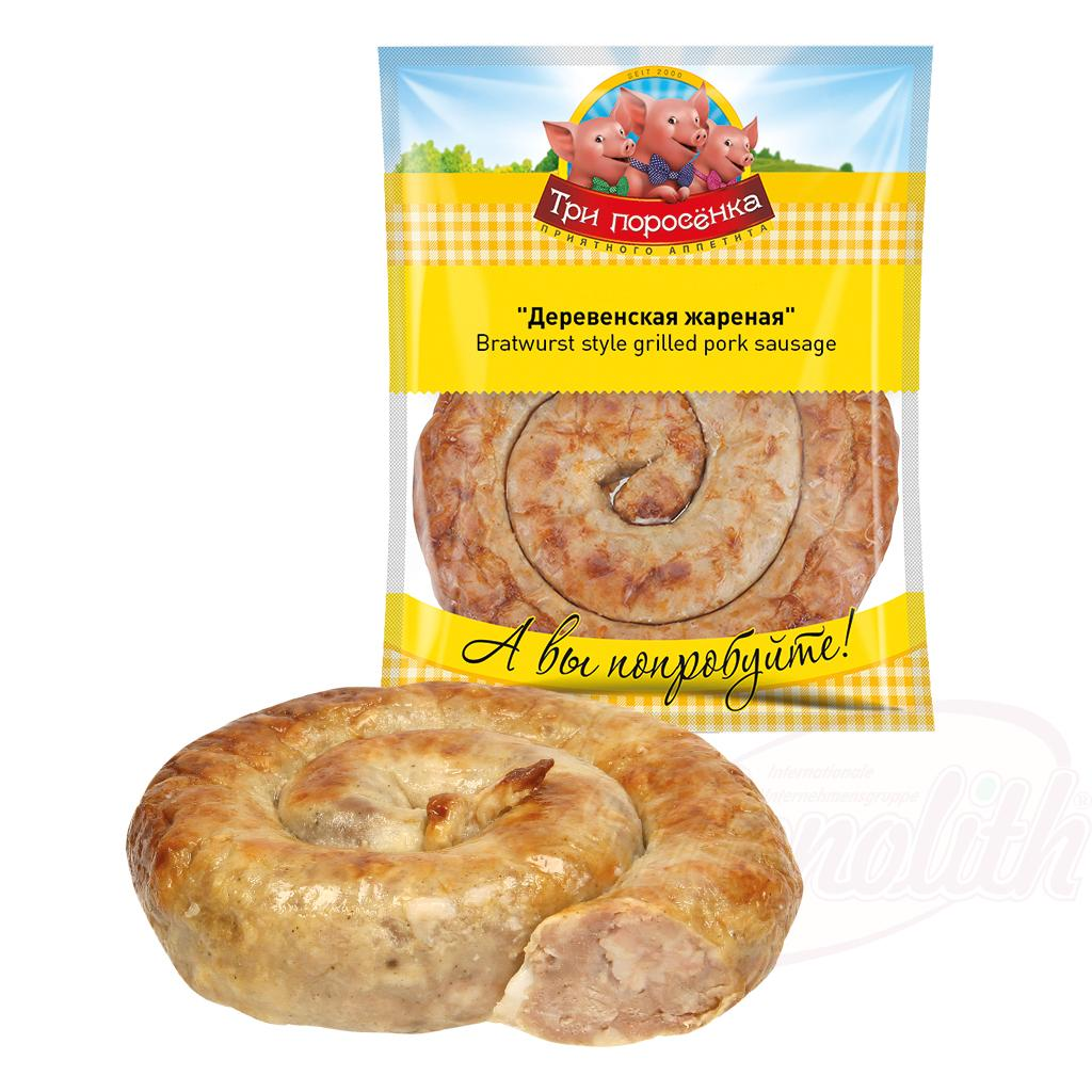 Escargot de saucisse à rôtir "Derevenskaja charenaja" grossier, fumé à chaud