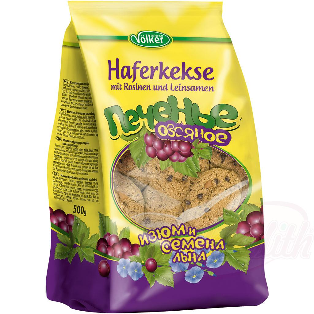 Biscuits à lavoine avec des raisins secs et des graines de lin