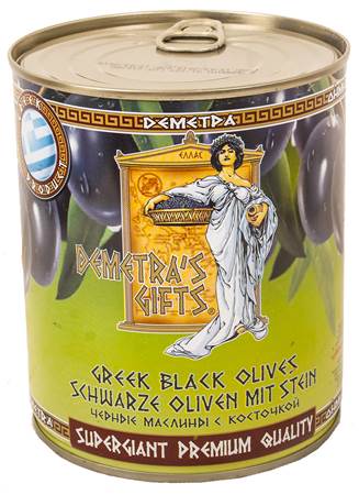 Dimetra Olives grecques noires supergéantes avec os. 820g