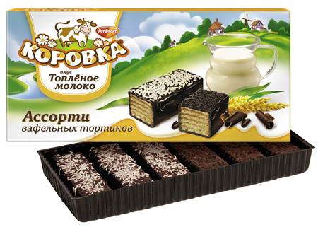 Gâteau "Korovka" assortiment top.milk gaufre 200g RF