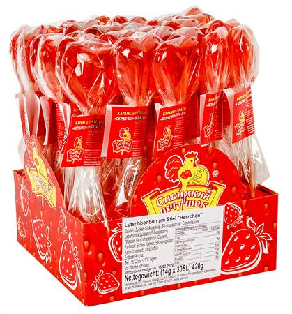 Sucettes "Sibirskiy Petushok" coeur sur un nâton 14g