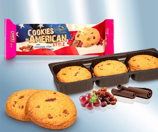American cookies with chocolate and raisins