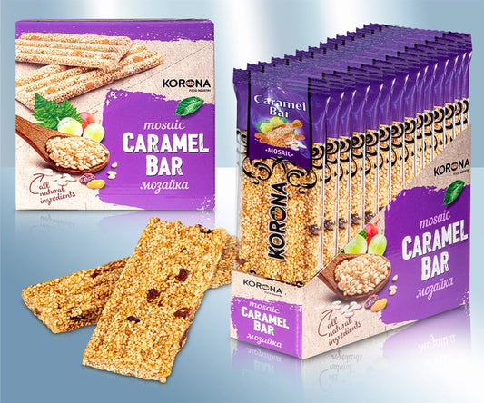 Bar with seeds, raisins and puffed rice