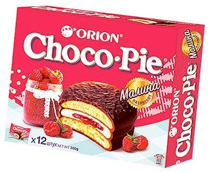 Orion Cookies Choco-Pie with raspberry filling 12x30g