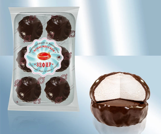 Foam confectionery with cream flavour in coating chocolate