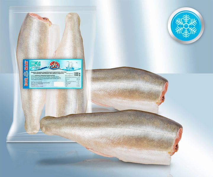 Pangasius gutted, without head, without the tail, quick-frozen (net weight 1280g)