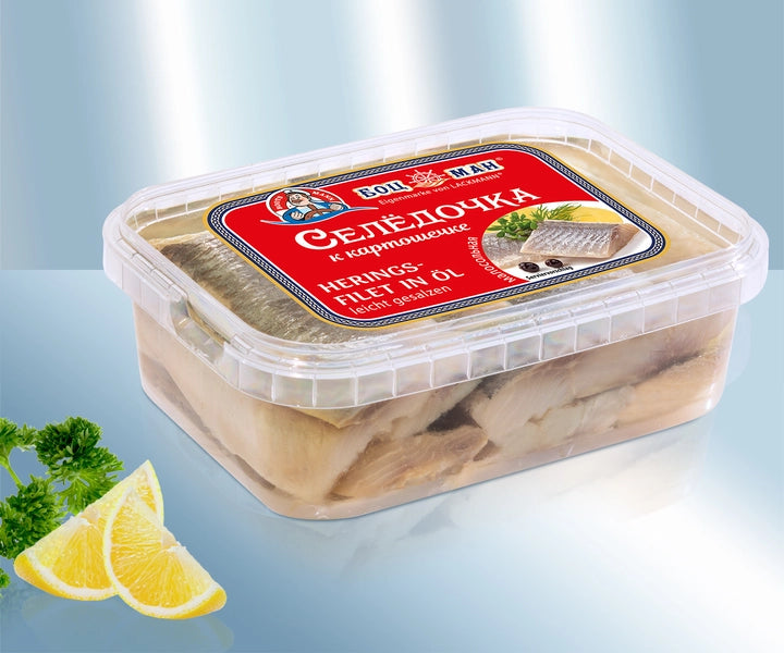 Herring fillet in oil, ightly salted