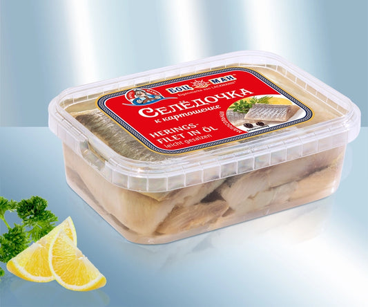 Herring fillet in oil, ightly salted