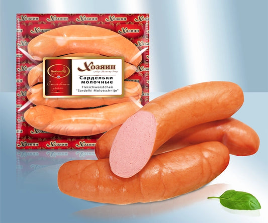 Meat sausages Sardelki Molotschnije
