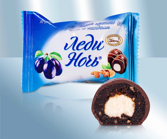 Sweets Ledi Noch with dried plums in cocoa containing glazing