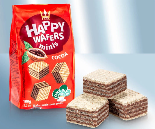 Wafers with cocoa cream filling