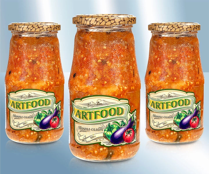 Баклажаны очищенные, запеченные, измельченные, с овощами и зеленью