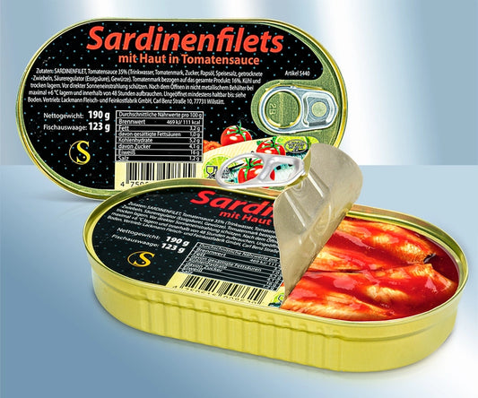Sardines fillets with skin, in tomato sauce