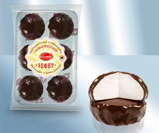 Marshmallows with a coating containing cocoa