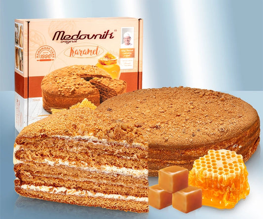 Honey cake with caramel