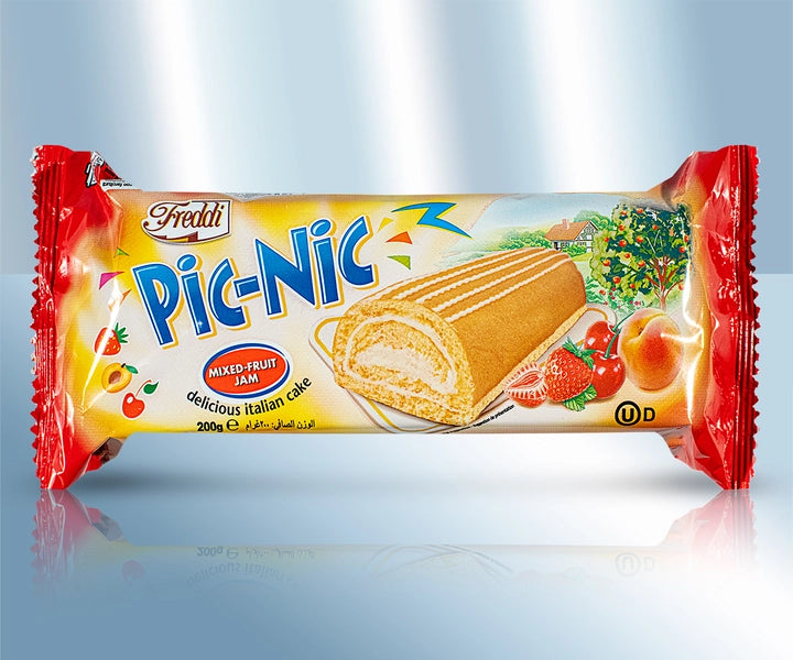 Rolled cake with mixed fruits filling