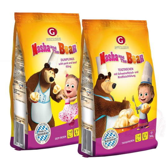 Turnovers stuffed with pork and beef "Masha and The Bear" - "Pelmeschki Maljutki