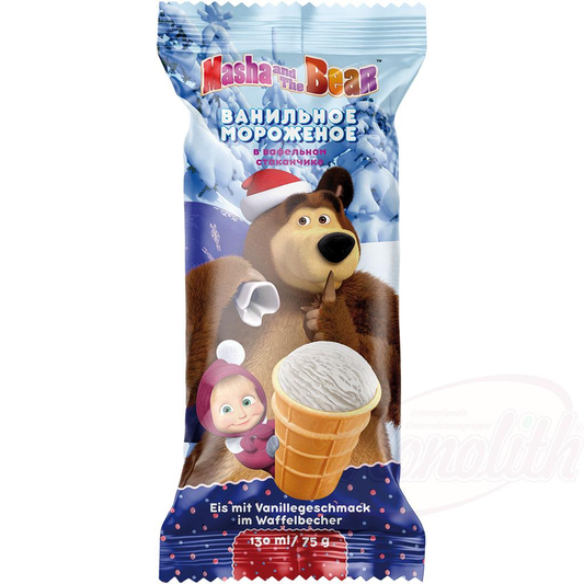 Glace à la vanille "Masha and the Bear" en gobelet gaufré