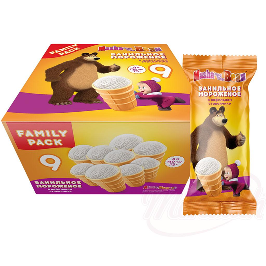 Glace à la vanille "Masha and the Bear" en gobelet gaufré 9x130ml