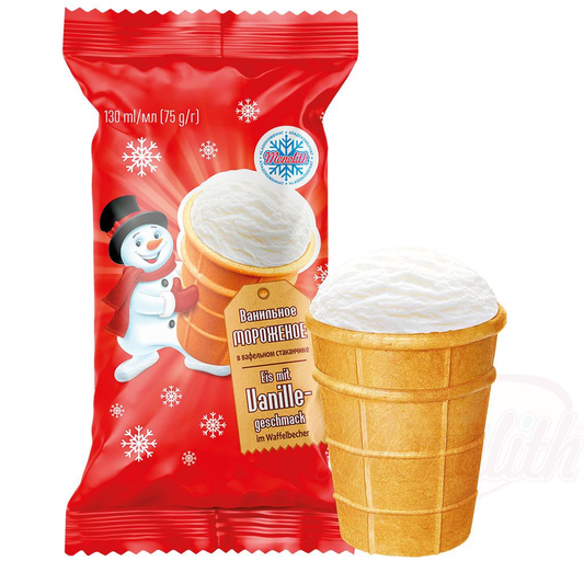 Glace à la vanille en gobelet gaufré