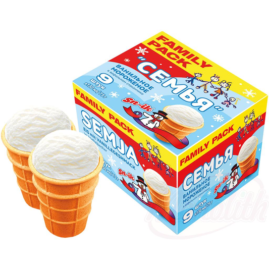 Glace au goût de vanille dans un gobelet gaufré Semja