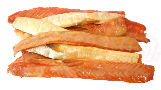 Languettes de saumon, salé et sauré à froid