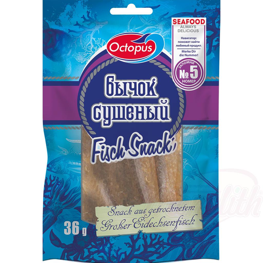 Snack de poisson-lézard à grandes écailles, séché et salé