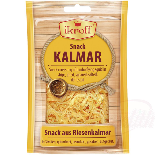 Snack de calmar géant (Dosidicus Gigas) en lamelles, séché, sucré, salé, décongelé.