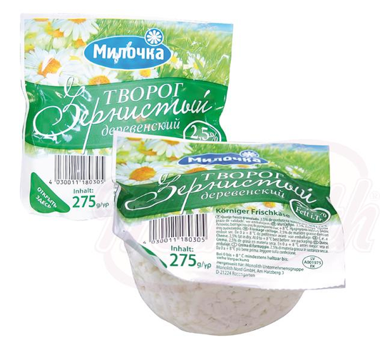 "Fromage à la crème" "Tvorog derevenskij" "2,5% de graisse i.Tr."