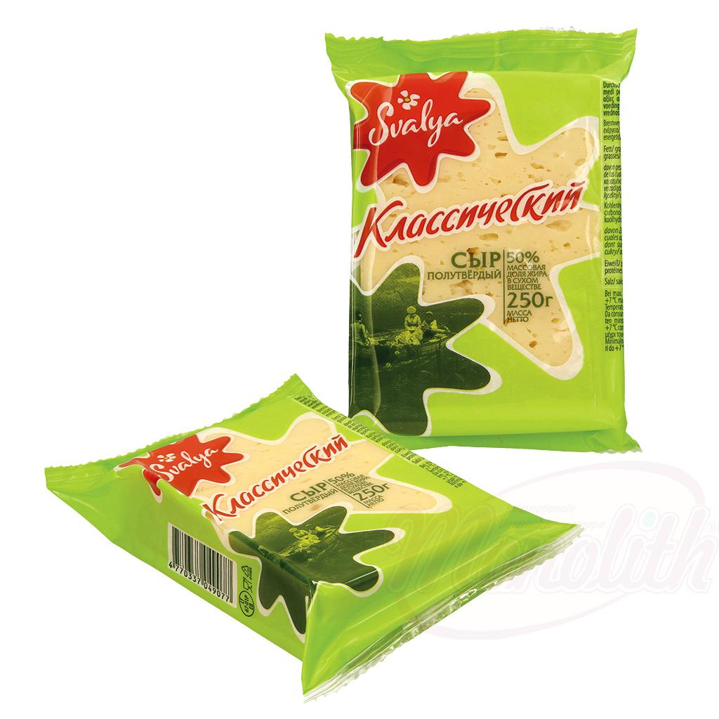 Sliced ​​cheese "Klassicheskij", 50% fat in the paste