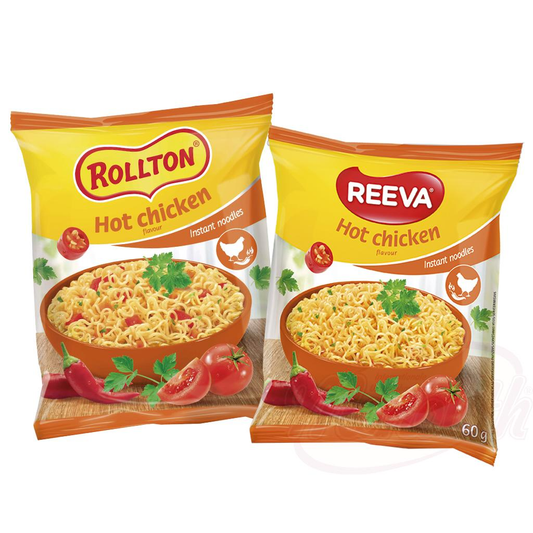 "Reeva" plat de nouilles instantanées au goût de poulet "piquant" - pour une préparation rapide.