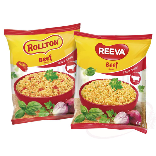 "Reeva" Beef Flavored Instant Noodle Dish for Quick Preparation