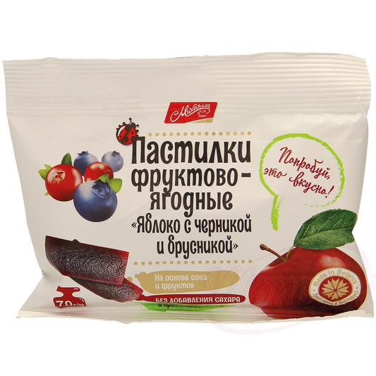 Фруктовая паста из яблок, черники и клюквы