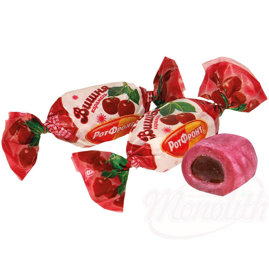 Caramel dur fourré aux fruits 29%, saveur cerise