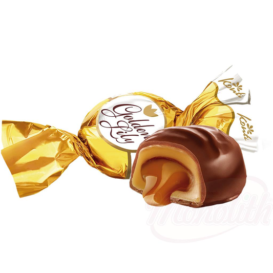 Confiserie à la pomme de terre "Golden Lily" fourrée au goût de lait (22,1%) et recouverte dun glaçage gras contenant du cacao (21%) /lose