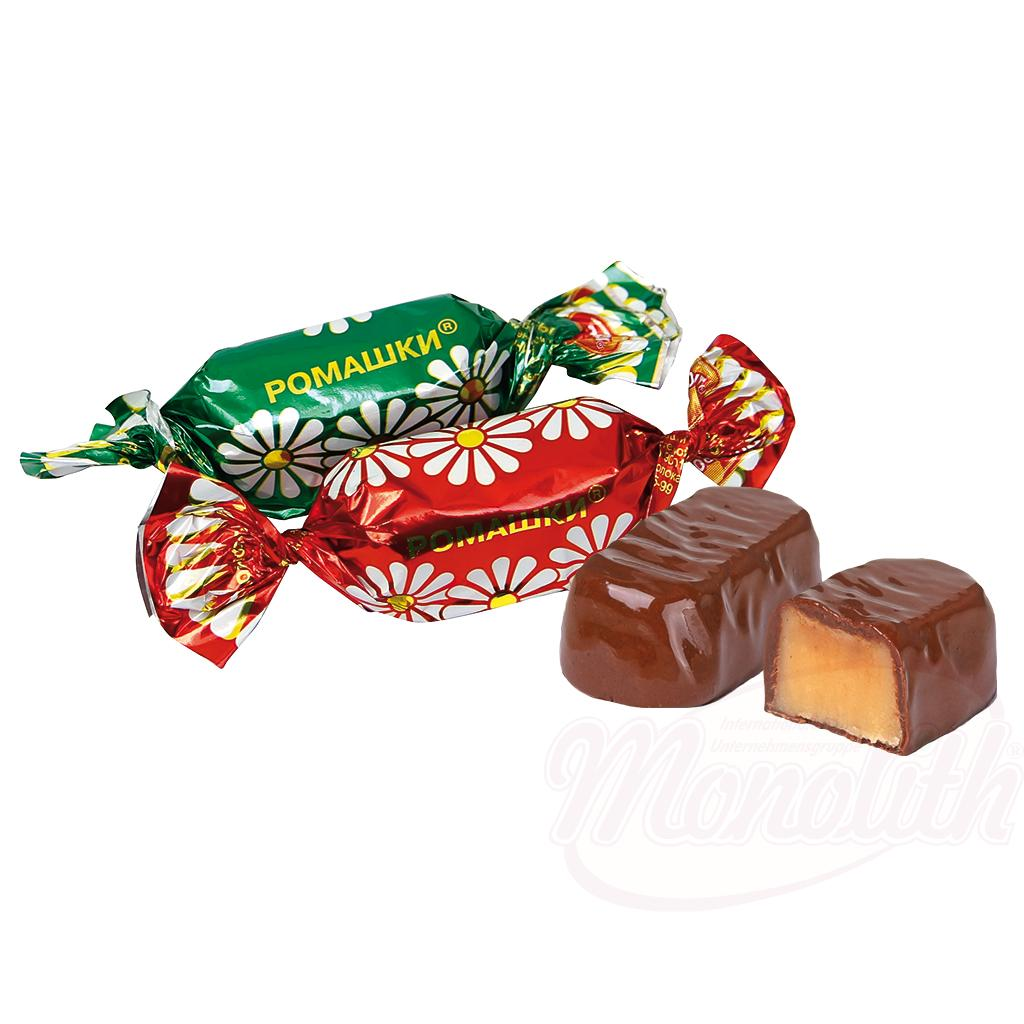 Confiserie fondante "Romaschki" à larôme de rhum dans un glaçage gras au cacao /lose