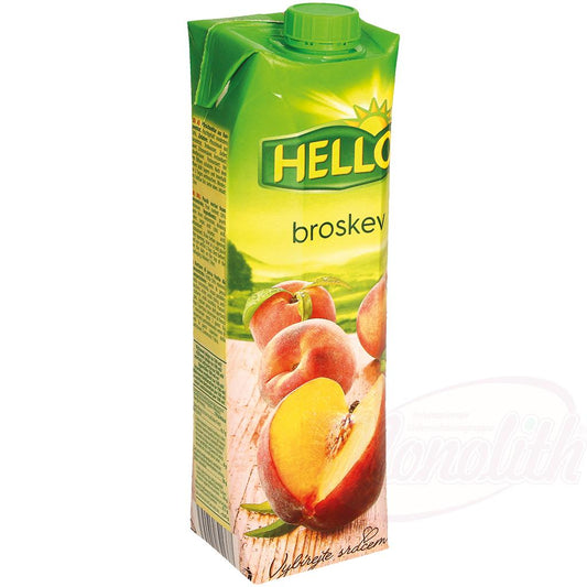 Nectar de pêche à base de concentré . Teneur en fruits: 50% minimum